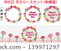 Mother's Day Carnation Frame & Headline Set (Hand-drawn & Embroidered Style Illustrations) 139971297
