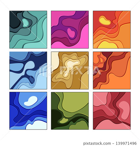 Colorful abstract layered paper cut design collection 139971496