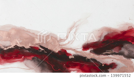 A lustrous Japanese-style background material featuring white washi paper and fluid art in deep red and rose gold. A lustrous Japanese-style background material featuring white washi paper and fluid art in deep red and rose gold. 139971552