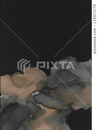 A heavy, traditional Japanese background material featuring black washi paper and fluid art in dark gray and matte bronze. A heavy, traditional Japanese background material featuring black washi paper and fluid art in dark gray and matte bronze. 139971576