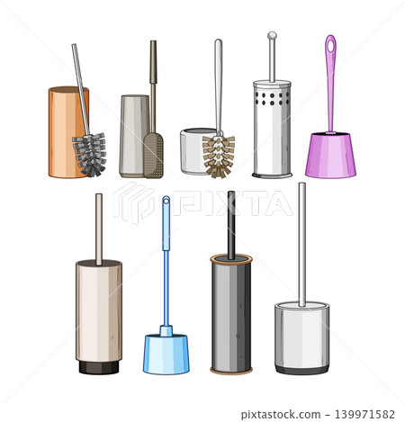 Collection of toilet brush and holder designs for hygiene Collection of toilet brush and holder designs for hygiene 139971582