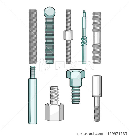 Assortment of threaded rods and fasteners elements 139971585