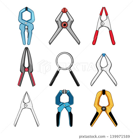 Different types of spring clamp tools for gripping Different types of spring clamp tools for gripping 139971589