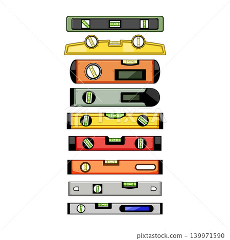 Different spirit levels building construction tools concept Different spirit levels building construction tools concept 139971590