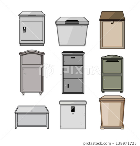 Various outdoor package delivery and storage boxes 139971723