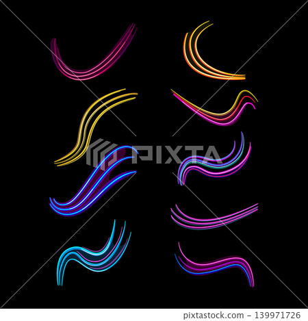 Abstract glowing neon light trails set design Abstract glowing neon light trails set design 139971726