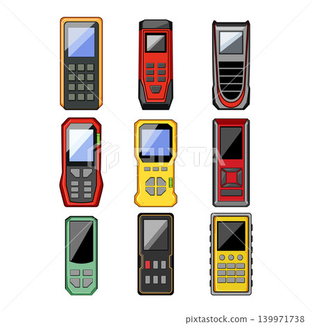 Handheld laser distance meters measuring toolkit collection Handheld laser distance meters measuring toolkit collection 139971738