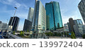 A view of the skyscraper district in the Shinbashi/Shiodome area under a clear blue sky. 139972404