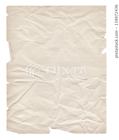 Crumpled lined paper isolated on white 139972436