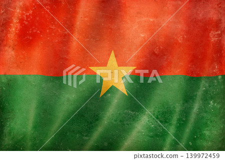 Old vintage flag of Burkina Faso, worn and stained Old vintage flag of Burkina Faso, worn and stained 139972459