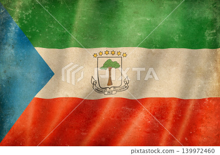 Old vintage flag of Equatorial Guinea, worn and stained Old vintage flag of Equatorial Guinea, worn and stained 139972460