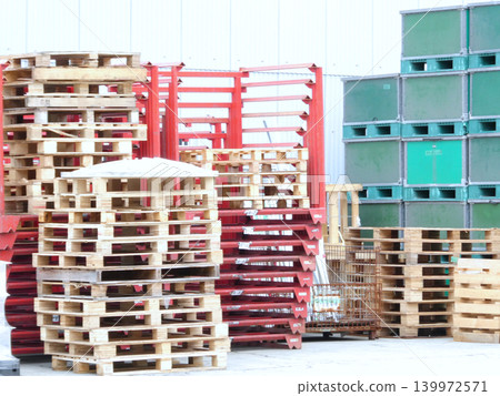 Stacked pallets Stacked pallets 139972571