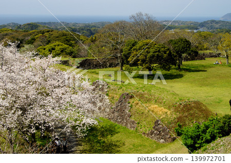 View from the main keep (castle tower base) of Nagoya Castle Ruins, a historical tourist attraction in Saga Prefecture. View from the main keep (castle tower base) of Nagoya Castle Ruins, a historical tourist attraction in Saga Prefecture. 139972701