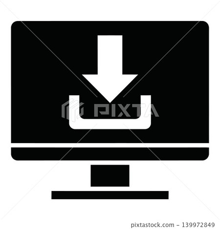 Computer monitor with download icon on screen Computer monitor with download icon on screen 139972849