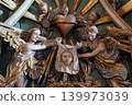 Angels hold Veronica's veil, statues on the altar of the Holy Cross in the Church of Our Lady of Jerusalem on Trski Vrh in Krapina, Croatia 139973039