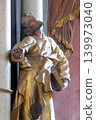Saint Luke statue on the altar of the Parting of the Apostles at the Church of Our Lady of Jerusalem at Trski Vrh in Krapina, Croatia 139973040