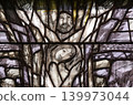 God, the Creator of all life, detail of stained glass window by Sieger Koder in church of Saint John in Piflas, Germany 139973044