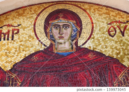 Virgin Mary, mosaic icon in Orthodox church in Budva, Montenegro 139973045