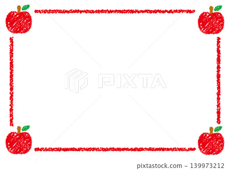 Hand-drawn crayon background with apple frame Hand-drawn crayon background with apple frame 139973212