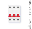 Electric fuse vector Automatic circuit breaker with voltage protection system. Isolated vector of switchboard control device for home electrical installation and power distribution technology. 139973286