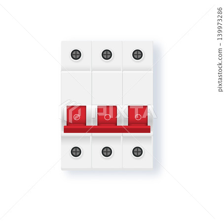 Electric fuse vector Automatic circuit breaker with voltage protection system. Isolated vector of switchboard control device for home electrical installation and power distribution technology. 139973286