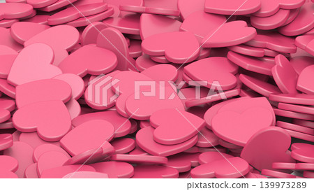 白色背景上的粉紅色愛心3D圖形。 白色背景上的粉紅色愛心3D圖形。 139973289