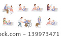 Illustration set of female staff providing elderly care and life support. 139973471