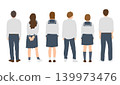 Set of illustrations showing the backs of Japanese students (male students, female students, school uniforms, youth illustrations) 139973476