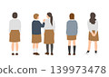 A set of illustrations showing the backs of female students (cardigans, commuting to school, youth, everyday student life). 139973478
