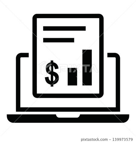 Financial report on laptop screen icon Financial report on laptop screen icon 139973579