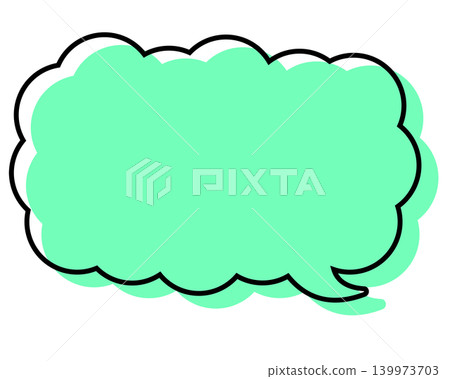 A simple speech bubble with misaligned lines, a long, thin cloud shape A simple speech bubble with misaligned lines, a long, thin cloud shape 139973703
