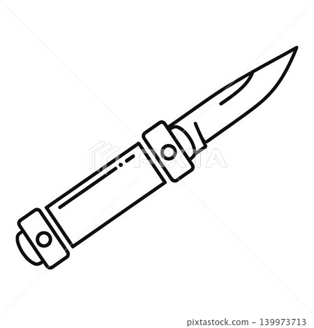 Simple line drawing of switchblade knife icon Simple line drawing of switchblade knife icon 139973713