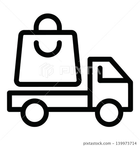 Delivery truck icon with shopping bag for online shopping Delivery truck icon with shopping bag for online shopping 139973714