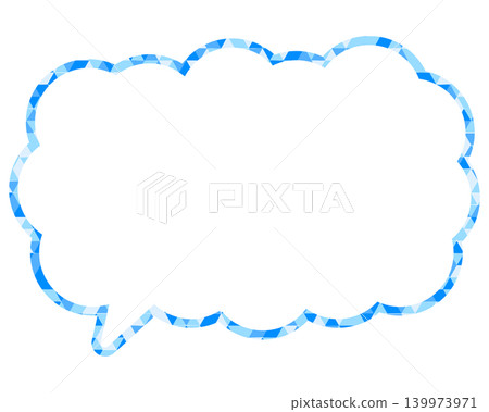 Stained glass style speech bubble, triangular pattern, elongated cloud shape Stained glass style speech bubble, triangular pattern, elongated cloud shape 139973971