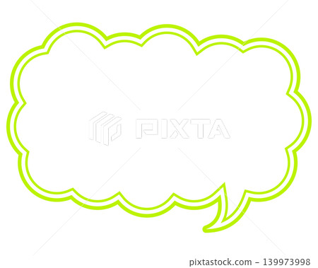 Simple colored line speech bubble, elongated cloud shape 139973998