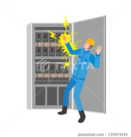 Electric shock accident during electrical panel work 139974342