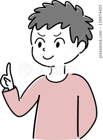 簡單的上半身插圖,描繪了一位面帶自信微笑、指向前方的男士(引導、解釋、指向、微笑、人物)。 簡單的上半身插圖,描繪了一位面帶自信微笑、指向前方的男士(引導、解釋、指向、微笑、人物)。 139974405