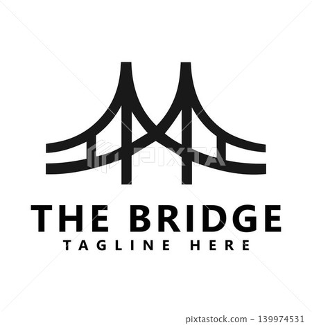 Modern bridge logo design with suspension structure Modern bridge logo design with suspension structure 139974531