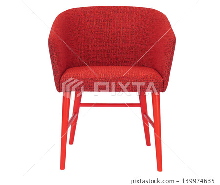 Modern red upholstered armchair isolated on white 139974635
