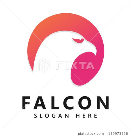 Gradient colorful falcon head logo design with modern template slogan Gradient colorful falcon head logo design with modern template slogan 139975336