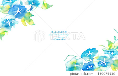Watercolor painting. Watercolor-style vector illustration of morning glories. Summer morning glory background material. Japanese-style background. Summer greeting card. Watercolor painting. Watercolor-style vector illustration of morning glories. Summer morning glory background material. Japanese-style background. Summer greeting card. 139975530