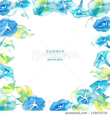 Watercolor painting. Watercolor-style vector illustration of morning glories. Summer morning glory background material. Japanese-style background. Summer greeting card. Watercolor painting. Watercolor-style vector illustration of morning glories. Summer morning glory background material. Japanese-style background. Summer greeting card. 139975538