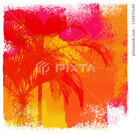 Painting vibrant summer palm trees with hand-painted rollers Painting vibrant summer palm trees with hand-painted rollers 139975549