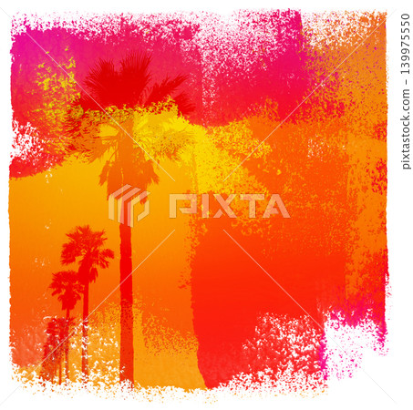 Painting vibrant summer palm trees with hand-painted rollers Painting vibrant summer palm trees with hand-painted rollers 139975550