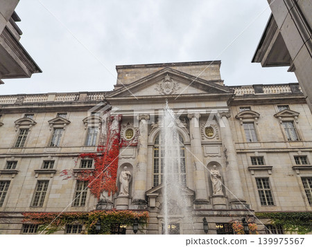 Humboldt University Library building Berlin, Historic Campus with a Fountain and Autumn Ivy 139975567