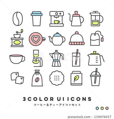 3-color icon set (coffee & tea) 3-color icon set (coffee & tea) 139976057