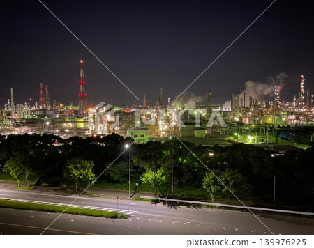 Nighttime view of a petrochemical complex Nighttime view of a petrochemical complex 139976225