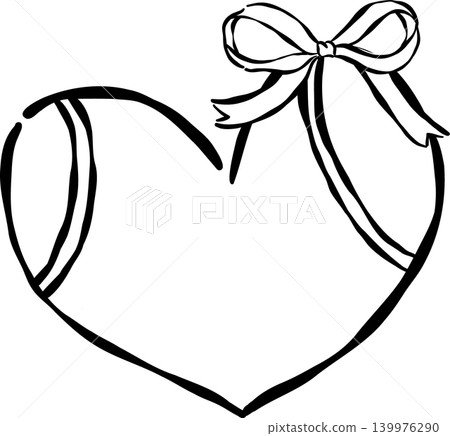 Coquette Tennis Ball Heart Shape Outline With Bow Sketch Hand Drawn Coquette Tennis Ball Heart Shape Outline With Bow Sketch Hand Drawn 139976290