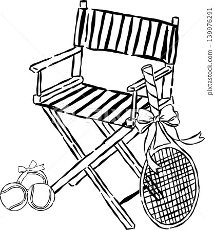 Coquette Tennis Director Chair with Tennis Outline With Bow Sketch Hand Drawn Coquette Tennis Director Chair with Tennis Outline With Bow Sketch Hand Drawn 139976291