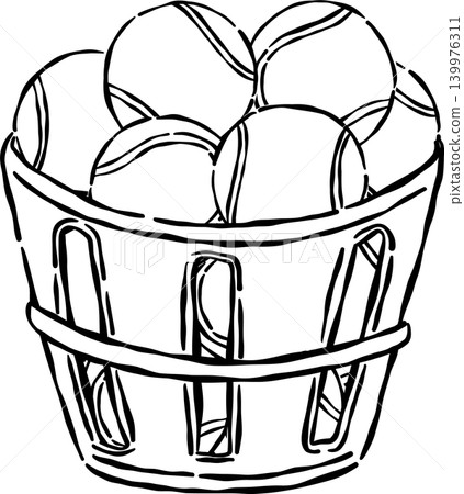 Basket of Tennis Balls Outline Illustration Basket of Tennis Balls Outline Illustration 139976311